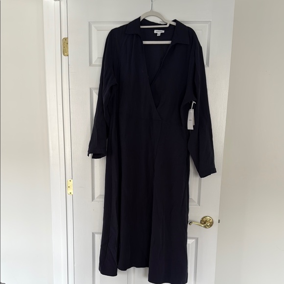 NEW- Nordstrom Navy Blue Wrap Front Maxi Dress - Picture 3 of 15